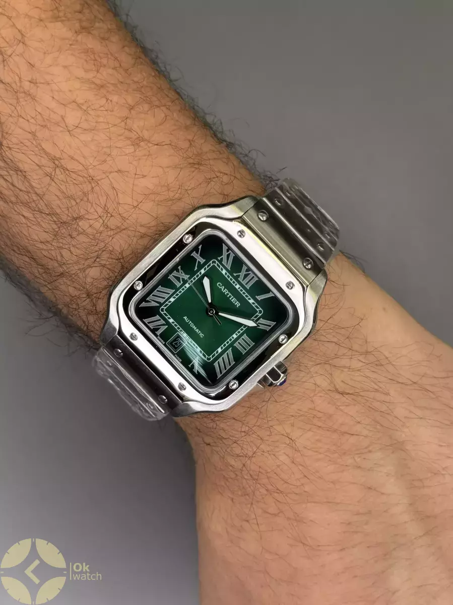 ساعت مچی کارتیه د سانتوس موتور اتوماتیک صفحه سبز Cartier