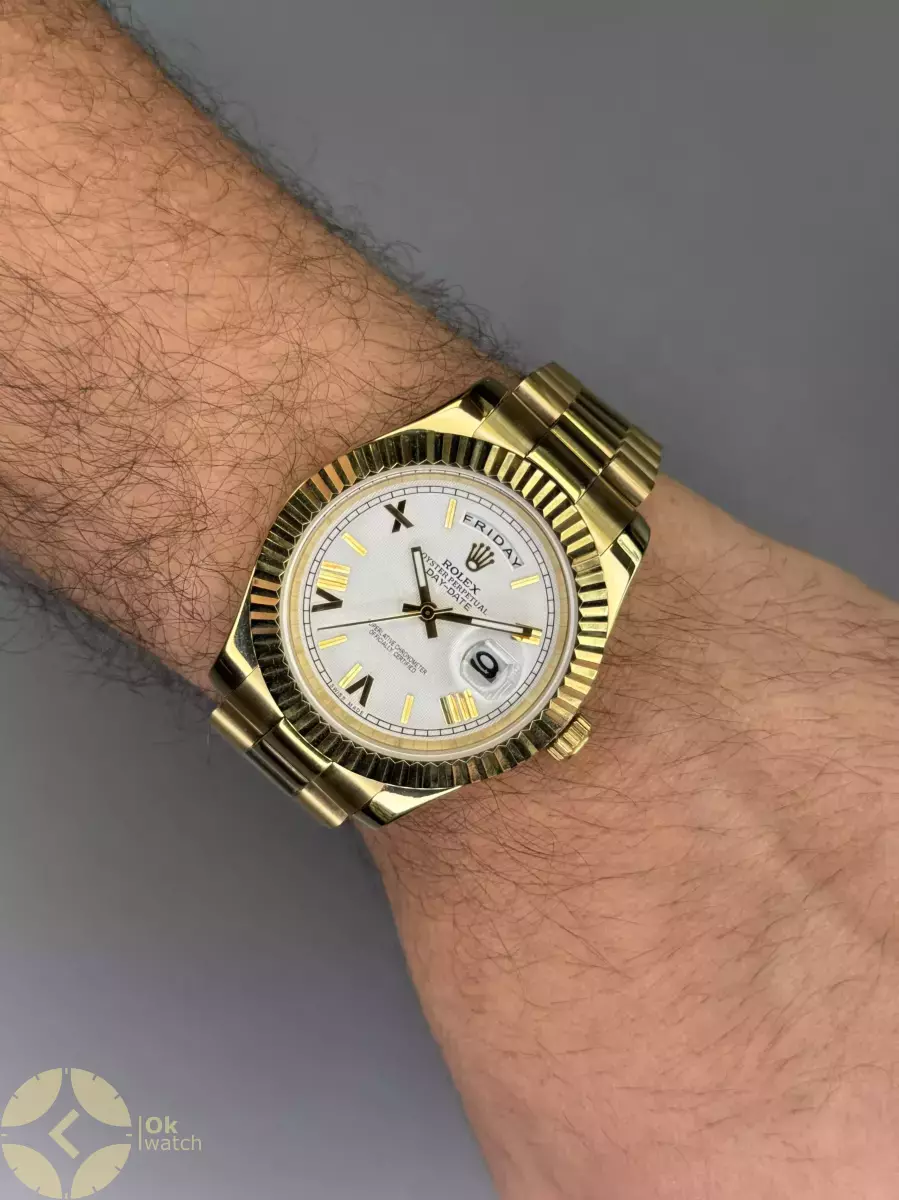 ساعت مچی رولکس دی دیت بند طلایی صفحه سفید Rolex Day-Date