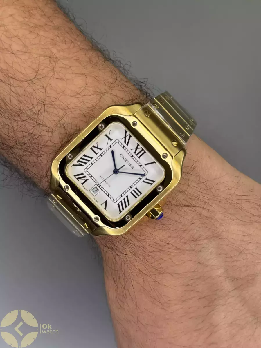 ساعت مچی کارتیه د سانتوس بدنه طلایی صفحه سفید Cartier