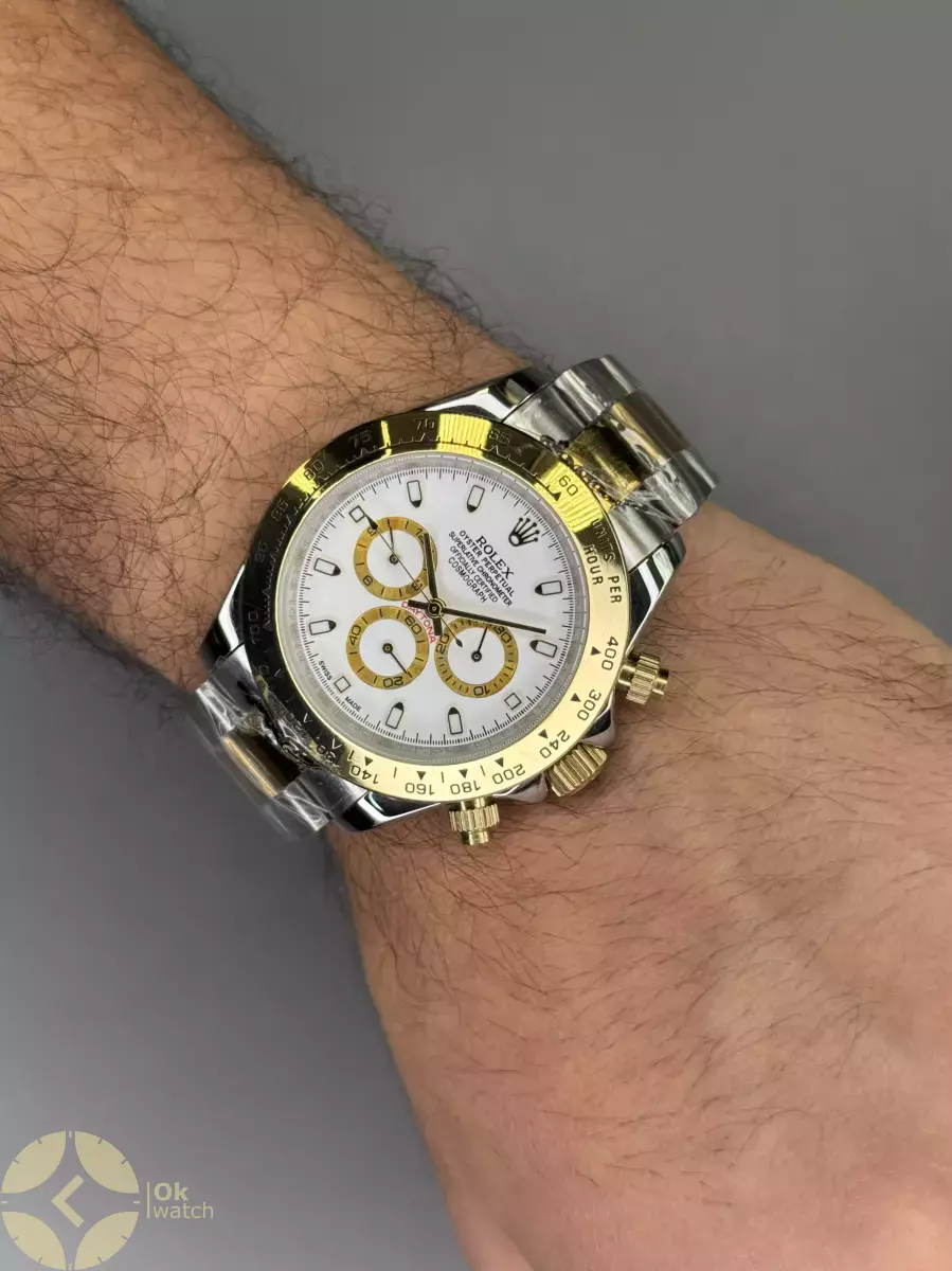 ساعت مچی رولکس دیتونا سیلورطلایی صفحه سفید Rolex Daytona
