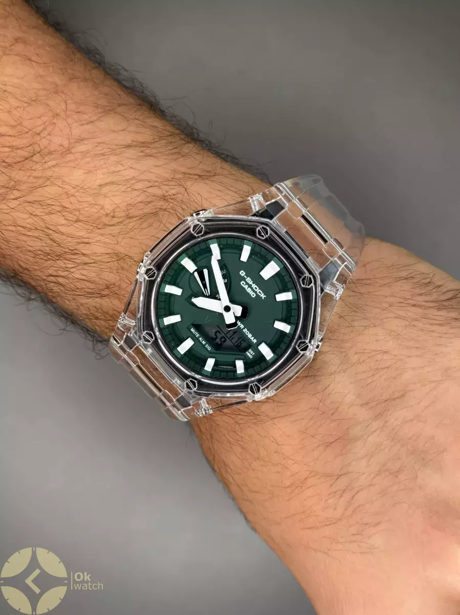 ساعت مچی کاسیو جی-شاک بند شیشه ای صفحه سبز Casio G-SHOCK