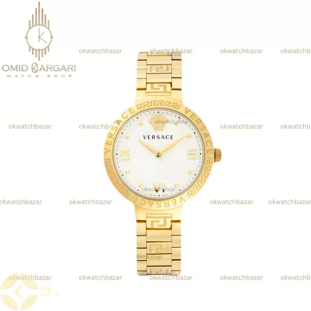 ساعت مچی ورساچه دورحکاکی طلایی صفحه سفید Versace