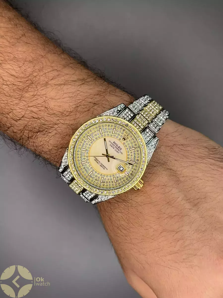 ساعت مچی رولکس دیت جاست سیلورطلایی تمام نگین Rolex Datejust
