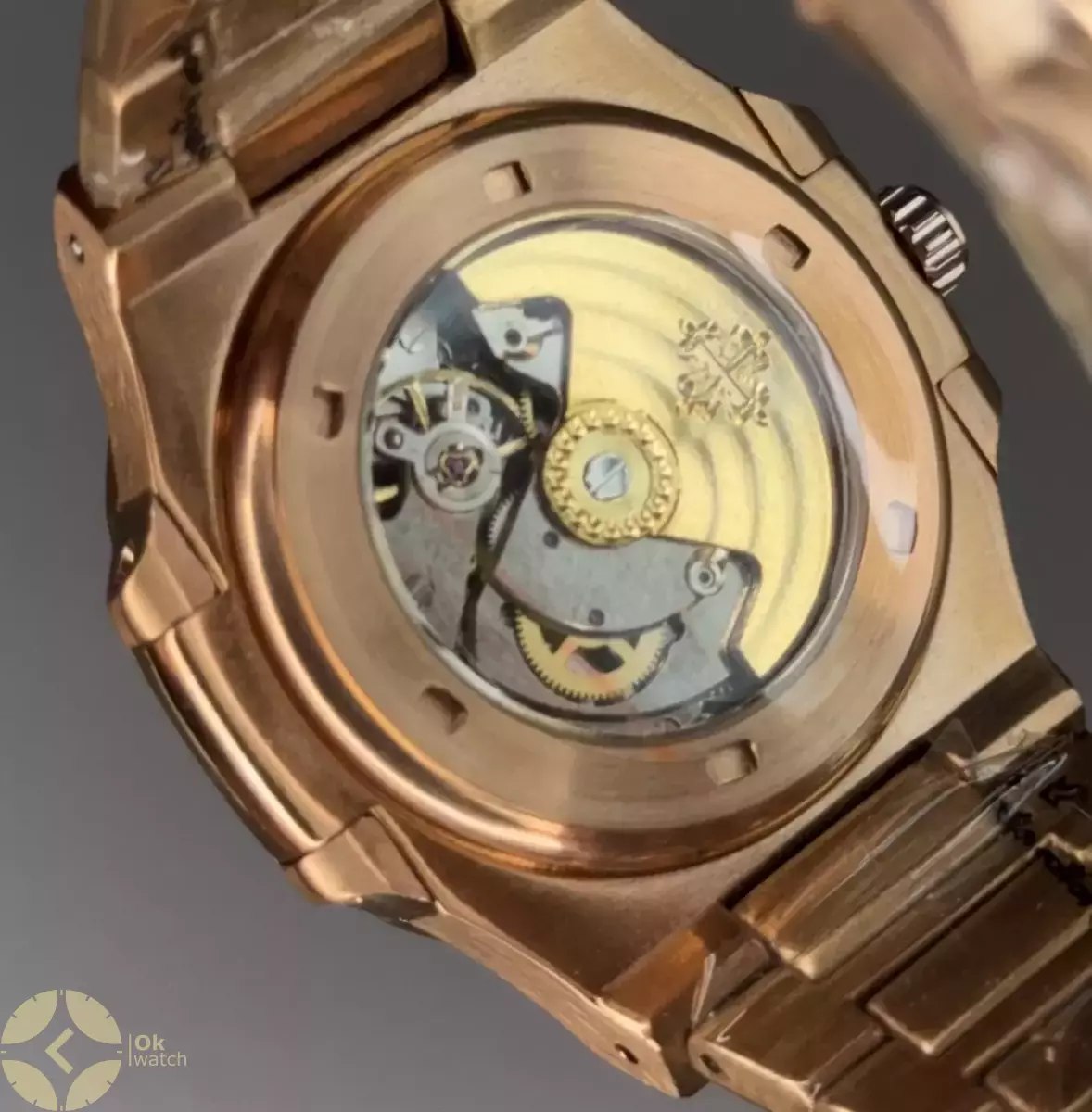 ساعت مچی پتک فیلیپ اتوماتیک بند فلزی رزگلد صفحه سرمه ای Patek Philippe Nautilus