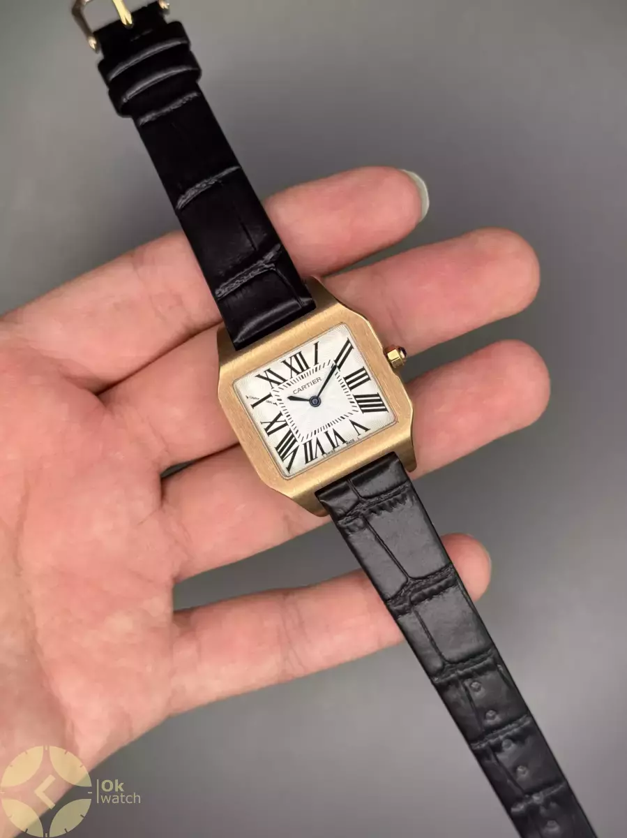 ساعت مچی کارتیه سانتوس دومونت قاب رزگلد صفحه سفید Cartier Santos Dumont