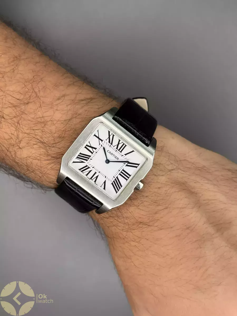 ساعت مچی کارتیه سانتوس دومونت قاب سیلور صفحه سفید Cartier Santos Dumont