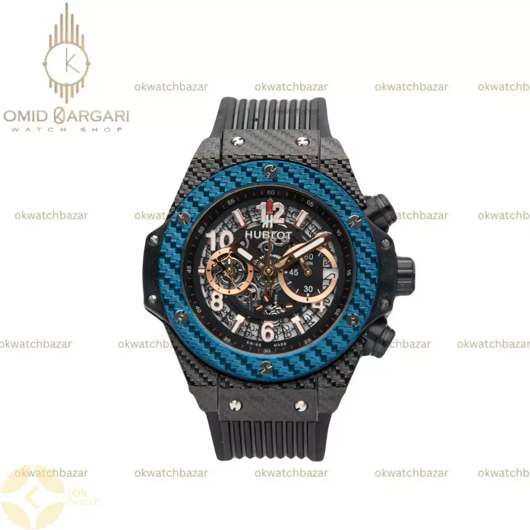 ساعت مچی اوبلو بیگ بنگ قاب کربن بند رابر مشکی Hublot Big Bang