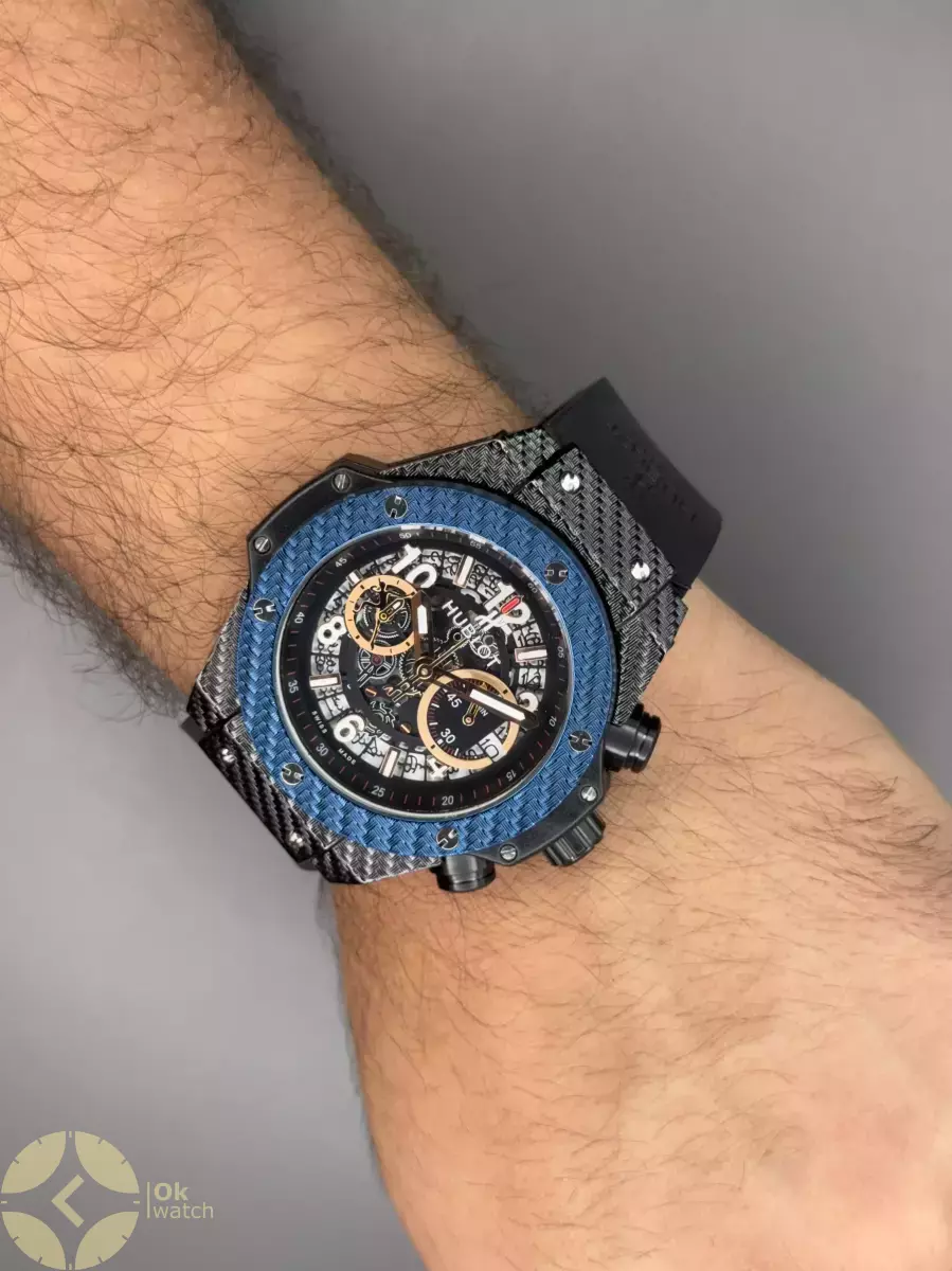 ساعت مچی اوبلو بیگ بنگ قاب کربن بند رابر مشکی Hublot Big Bang