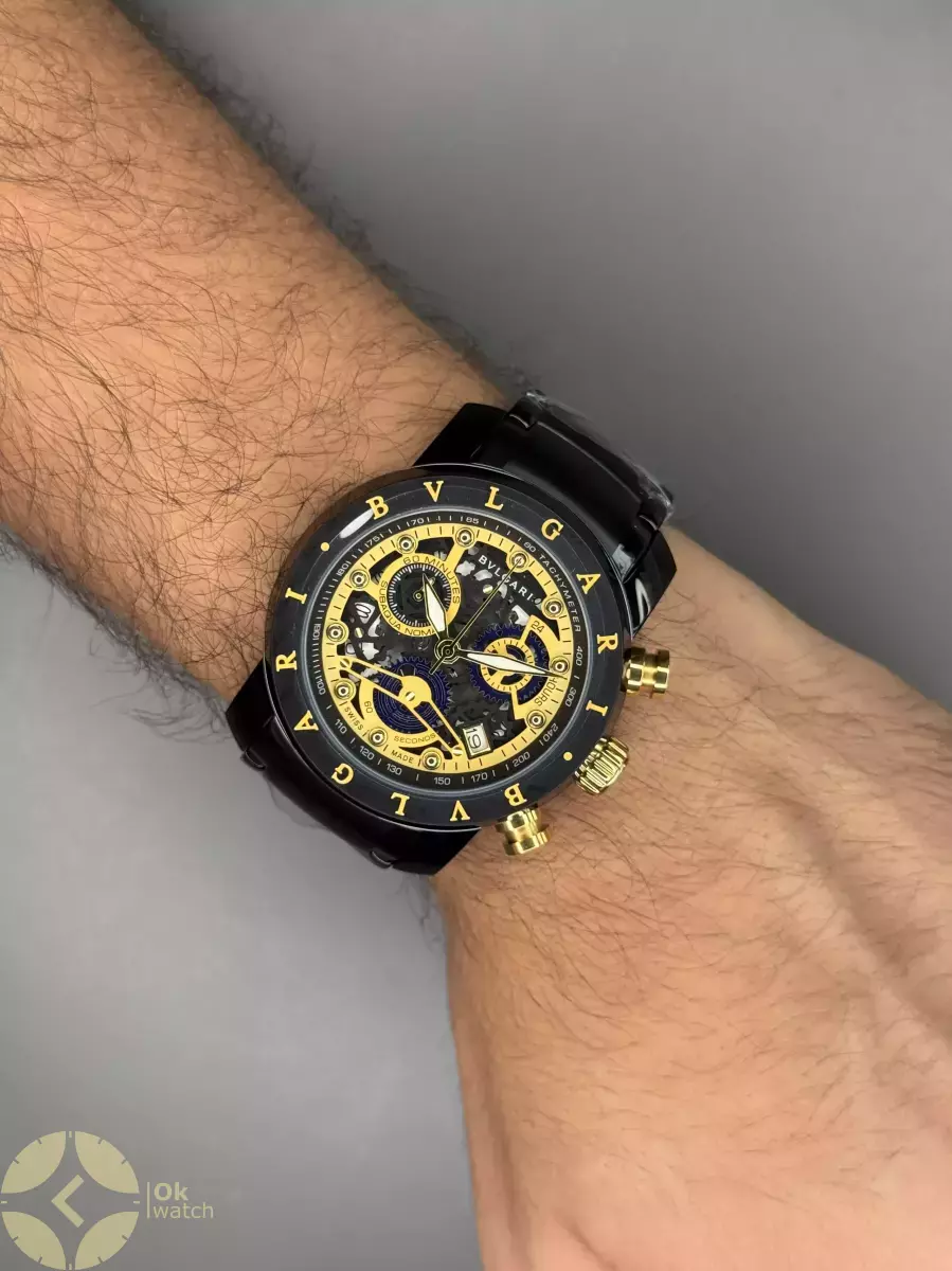 ساعت مچی مردانه بولگاری کورنوگراف بند مشکی Bvlgari