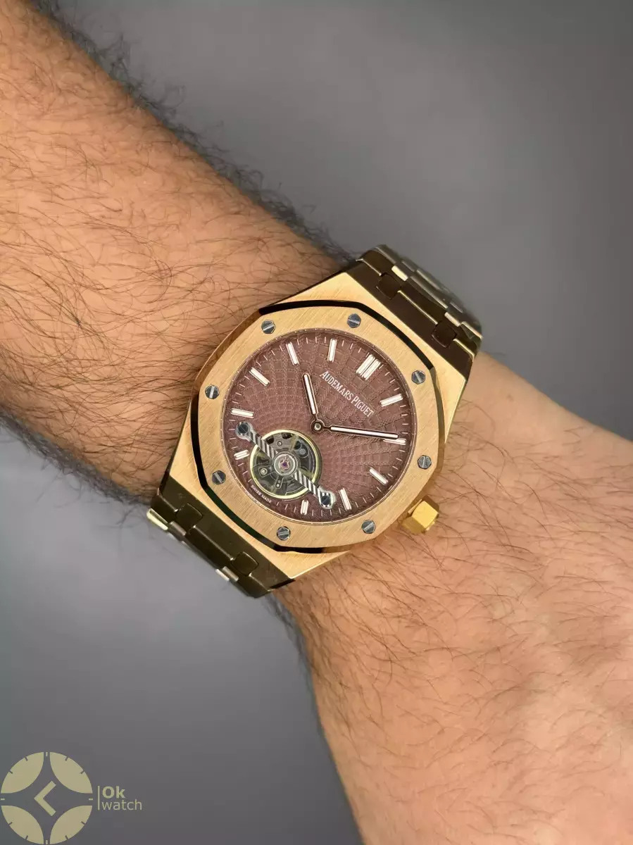 ساعت مچی اودمار پیگه اتوماتیک اوپن هارت رزگلد صفحه قهوه ای Audemars Piguet