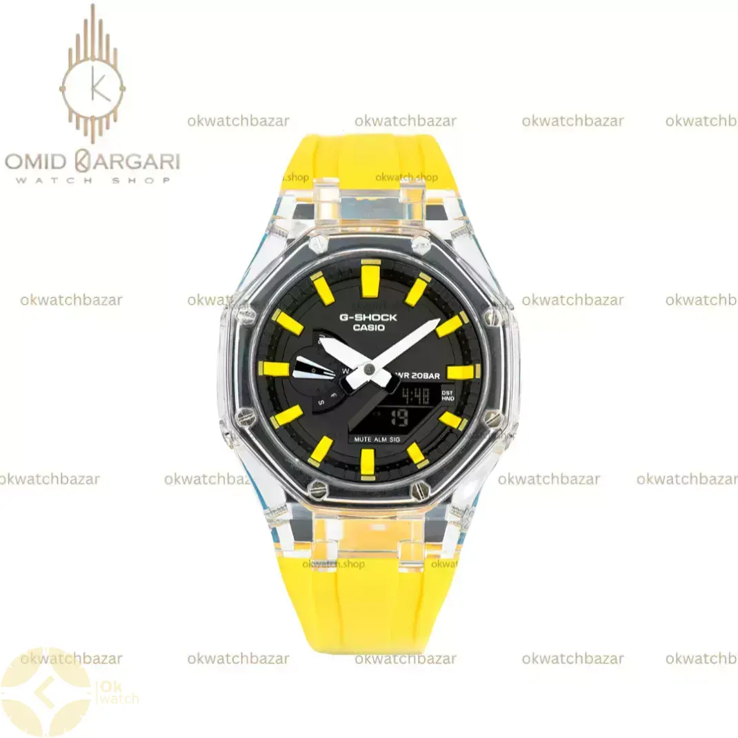ساعت مچی کاسیو جی-شاک بند زرد Casio G-SHOCK GA-2100