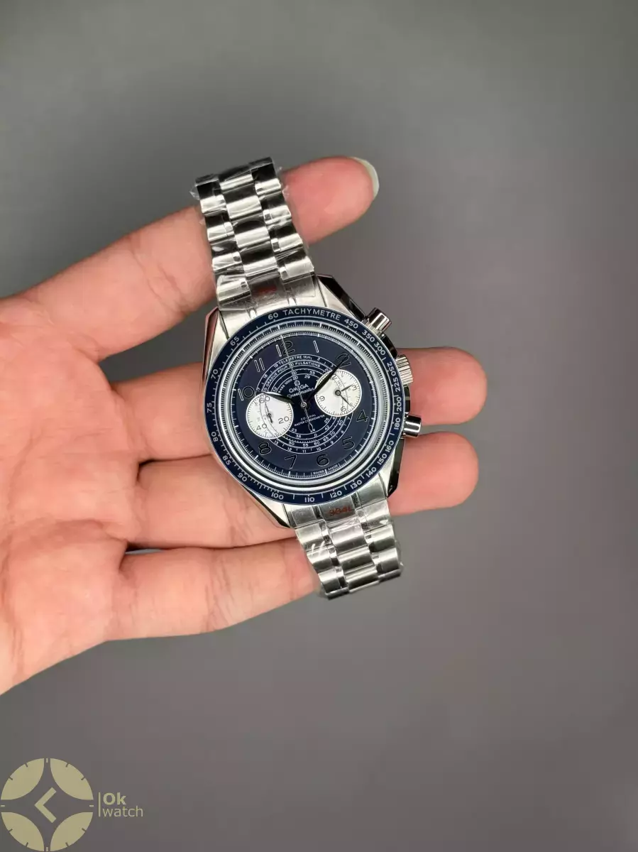 ساعت مچی امگا کورنواسکوپ بند سیلور صفحه آبی Omega Speadmaster