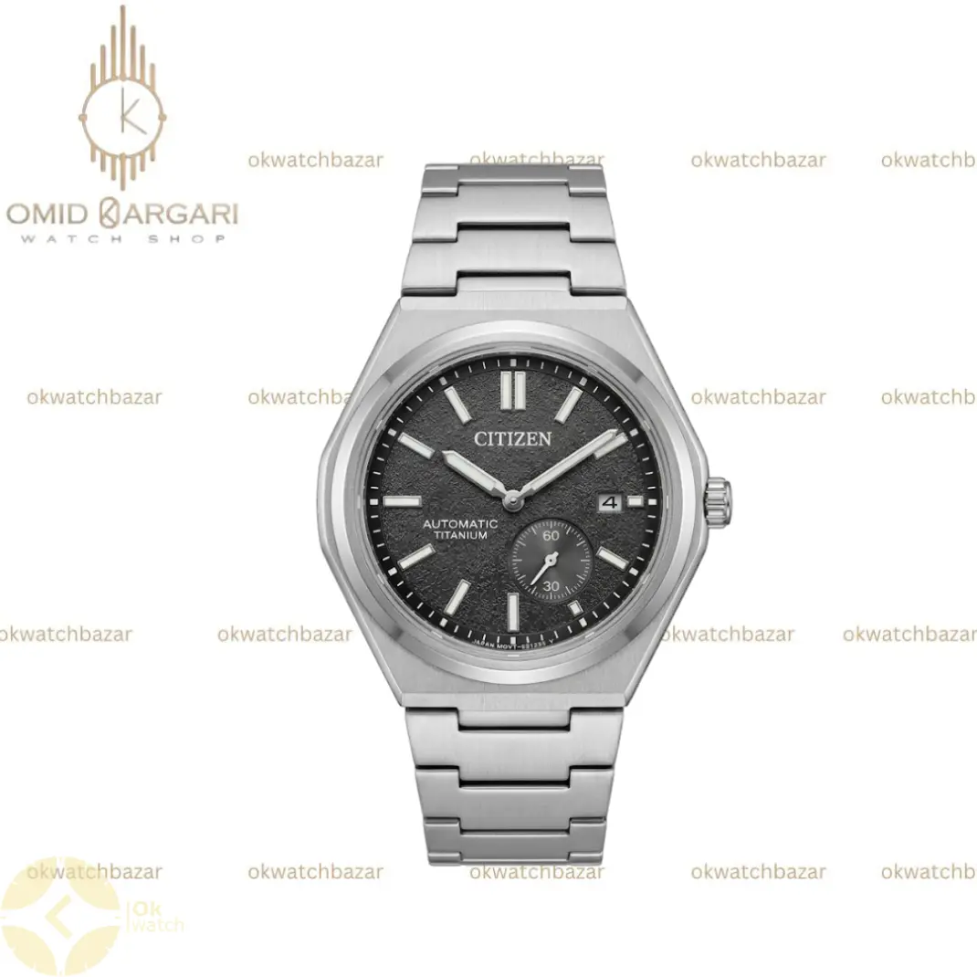 سیتیزن زیرثانیه فلزی صفحه خاکستری تیره citizen automatic titanium