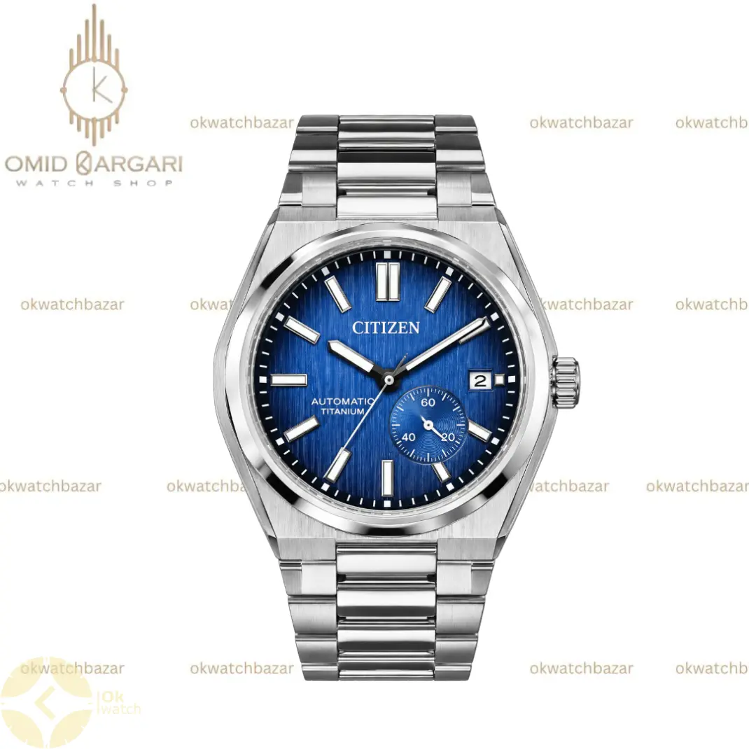 سیتیزن زیرثانیه فلزی صفحه سرمه ای طرحدار citizen automatic titanium