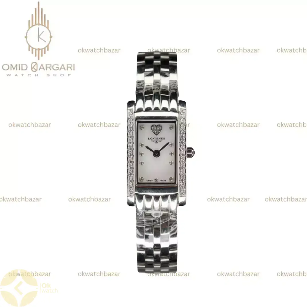 ساعت مچی لونژین قاب دور نگین بند سیلور Longines