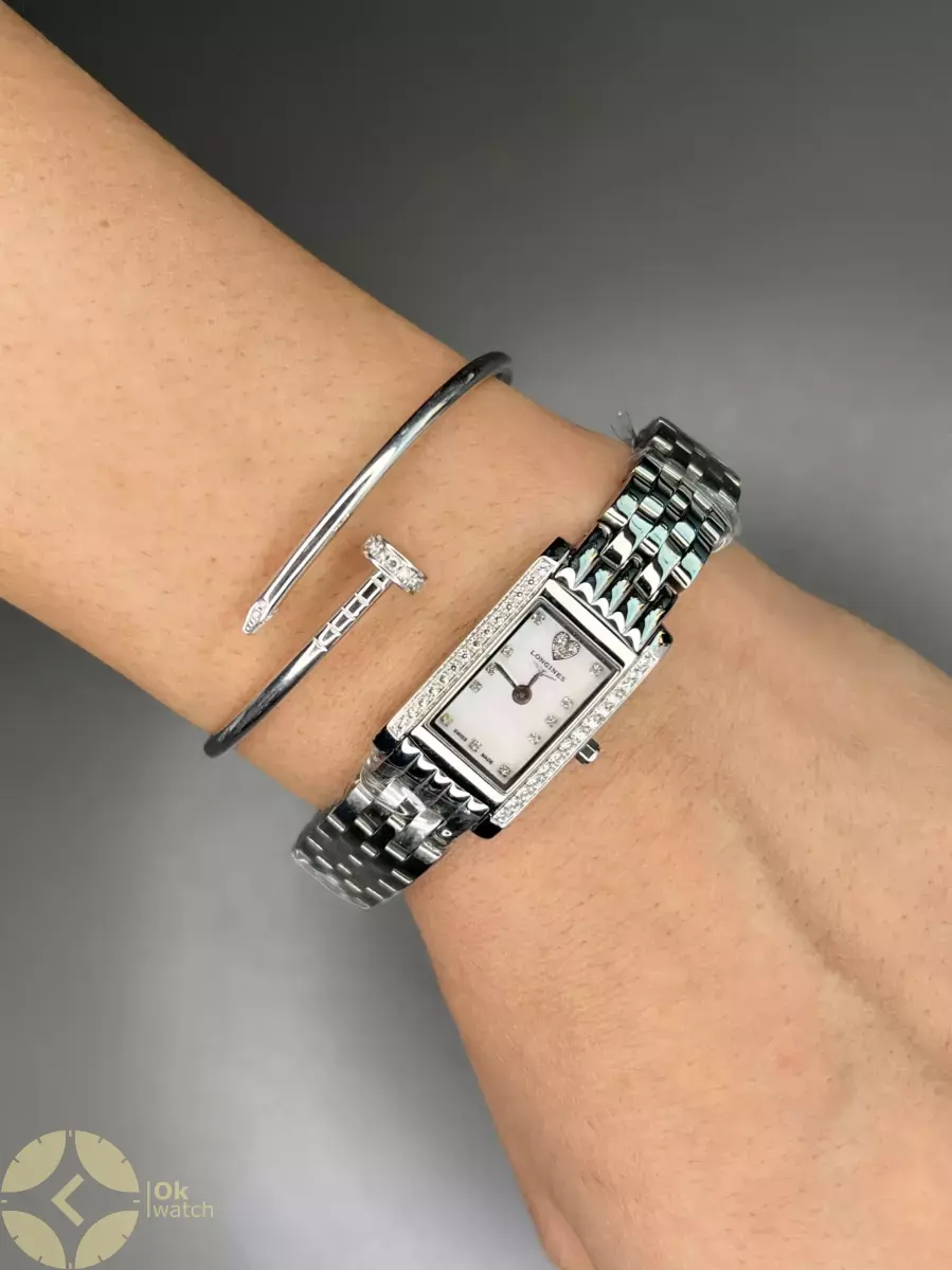ساعت مچی لونژین قاب دور نگین بند سیلور Longines