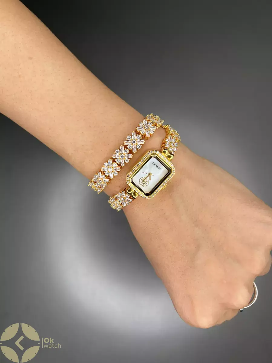 ساعت مچی شنل بند فول نگین صفحه سفید Chanel