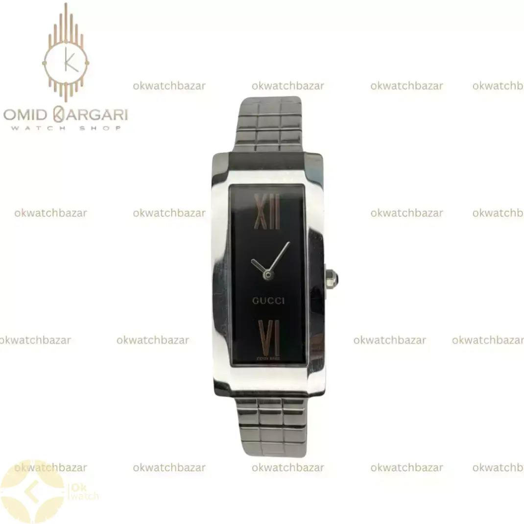 ساعت مچی گوچی بند سیلور صفحه مشکی Gucci