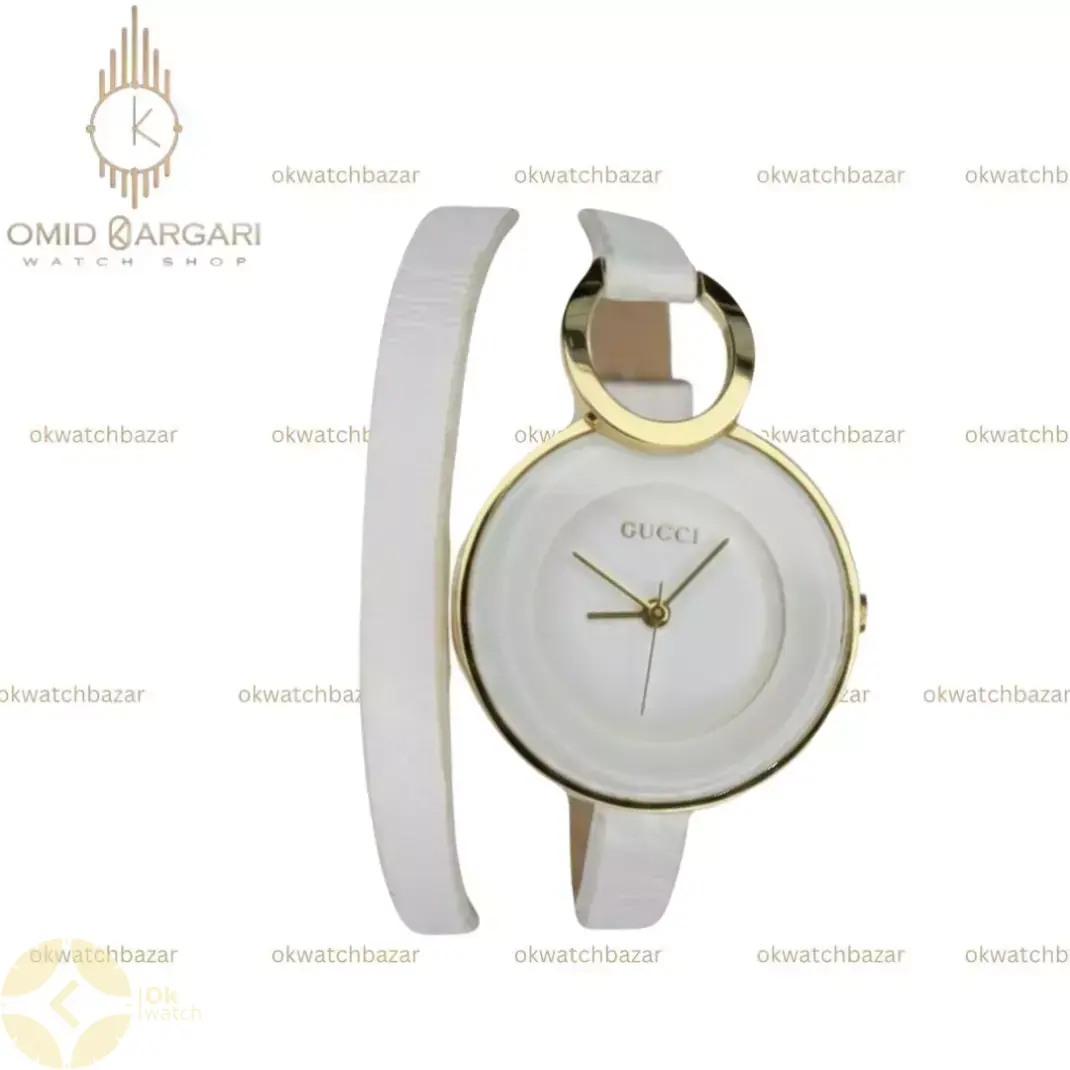 ساعت مچی گوچی بند سفید صفحه سفید Gucci