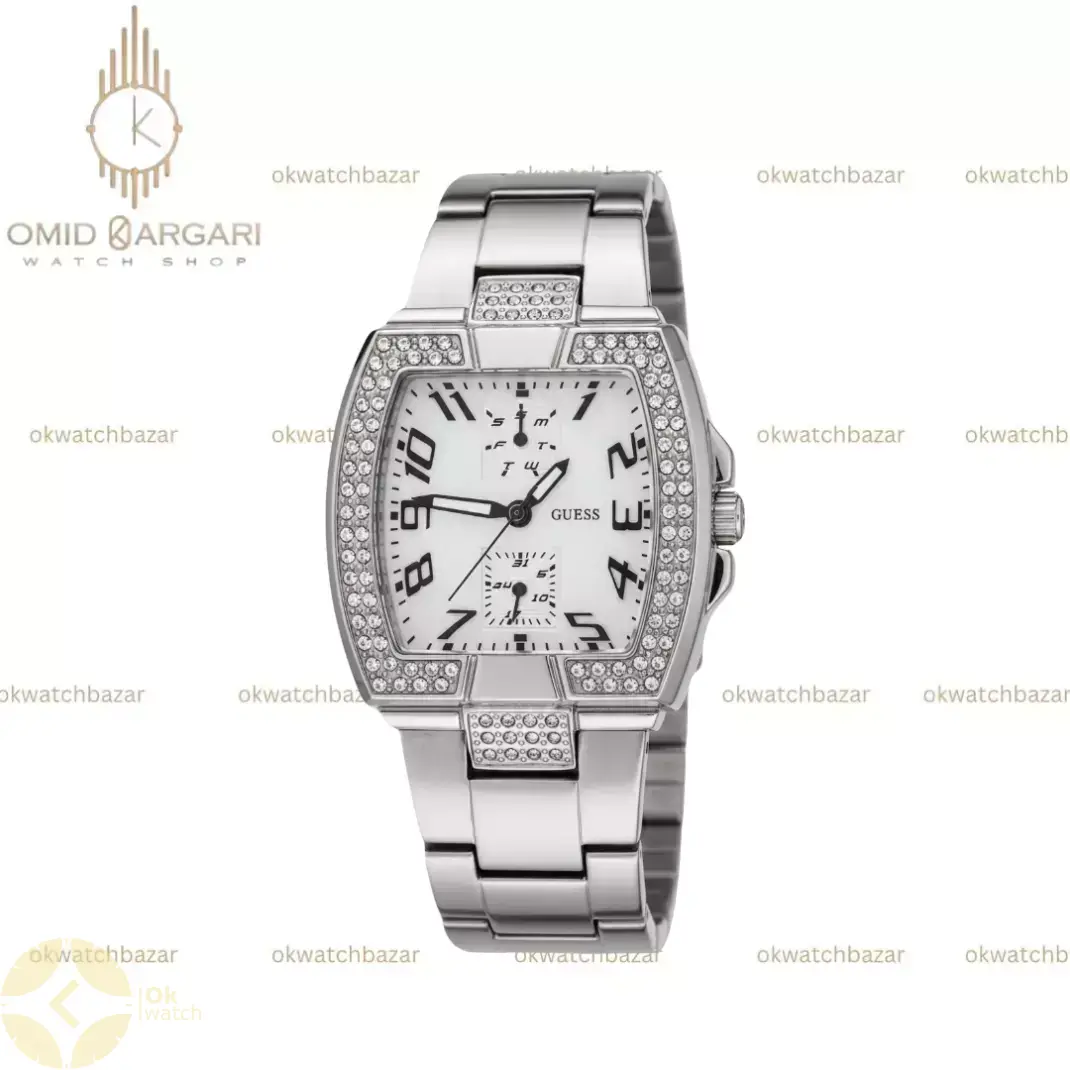 ساعت مچی گس بند سیلور صفحه سفید Guess