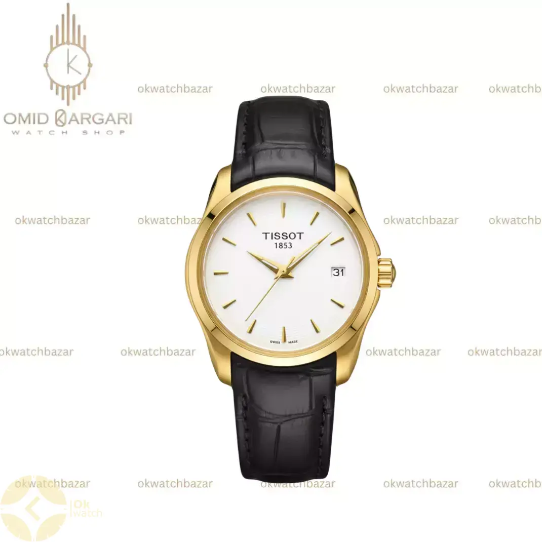 ساعت مچی تیسو بند چرمی صفحه سفید Tissot 1853