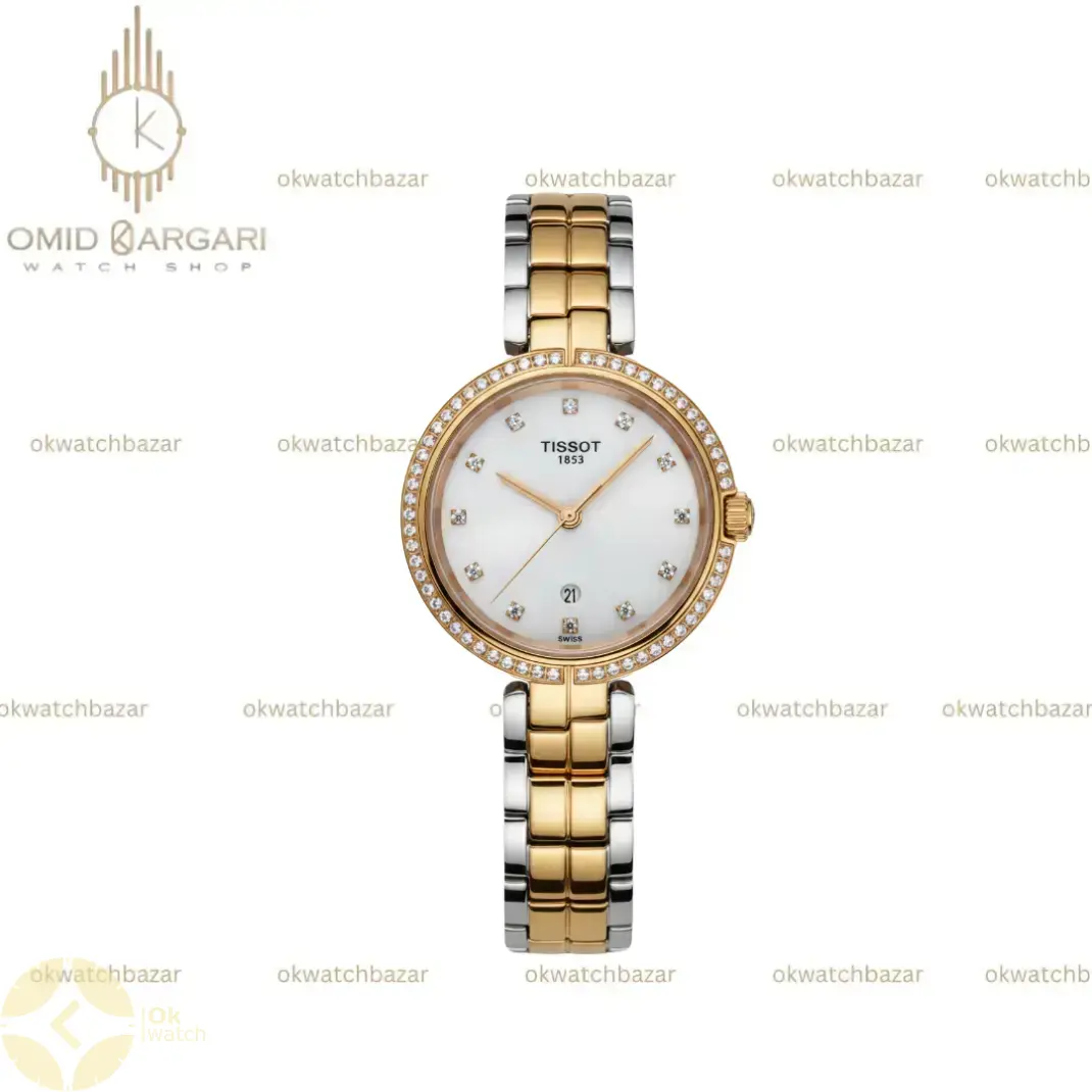 ساعت مچی تیسو قاب نگین دار سیلور رزگلد Tissot 1853