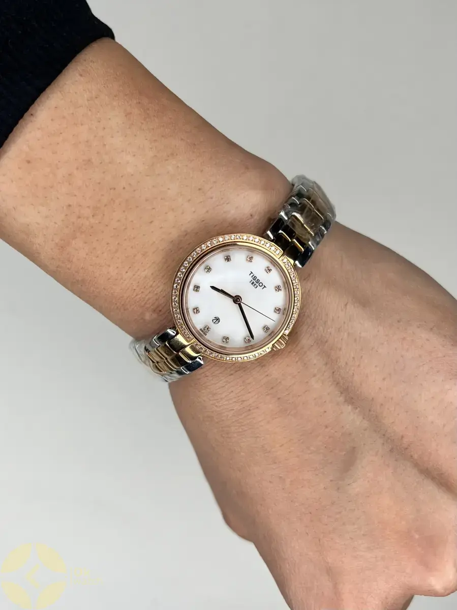 ساعت مچی تیسو قاب نگین دار سیلور رزگلد Tissot 1853