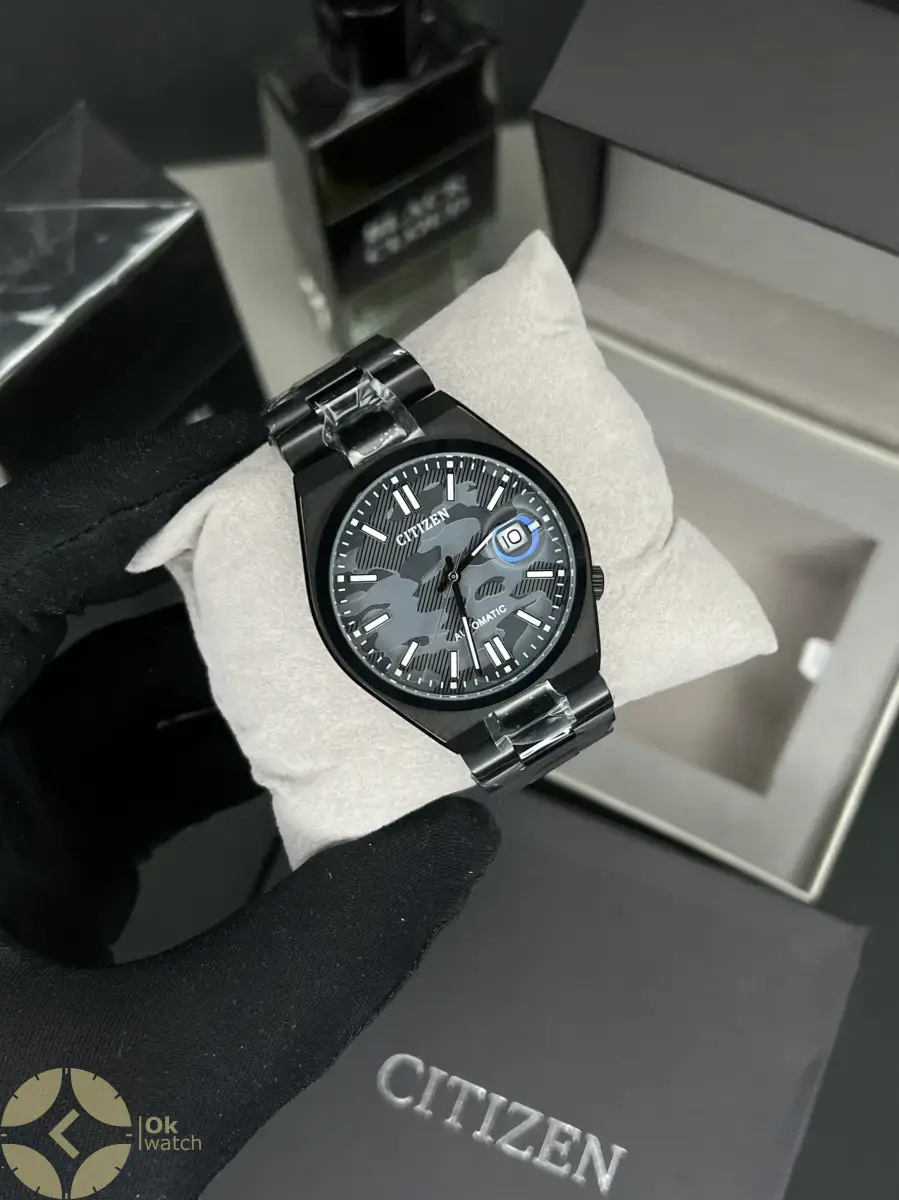 ساعت مچی سیتیزن سویوسا اتوماتیک تمام مشکی طرحدار  Citizen Tsuyosa NJ0155-87E