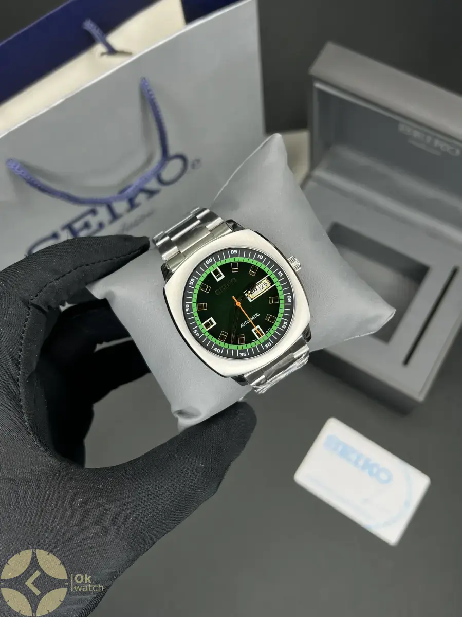 ساعت مچی سیکو مربعی سیلور صفحه سبز Seiko Recraft
