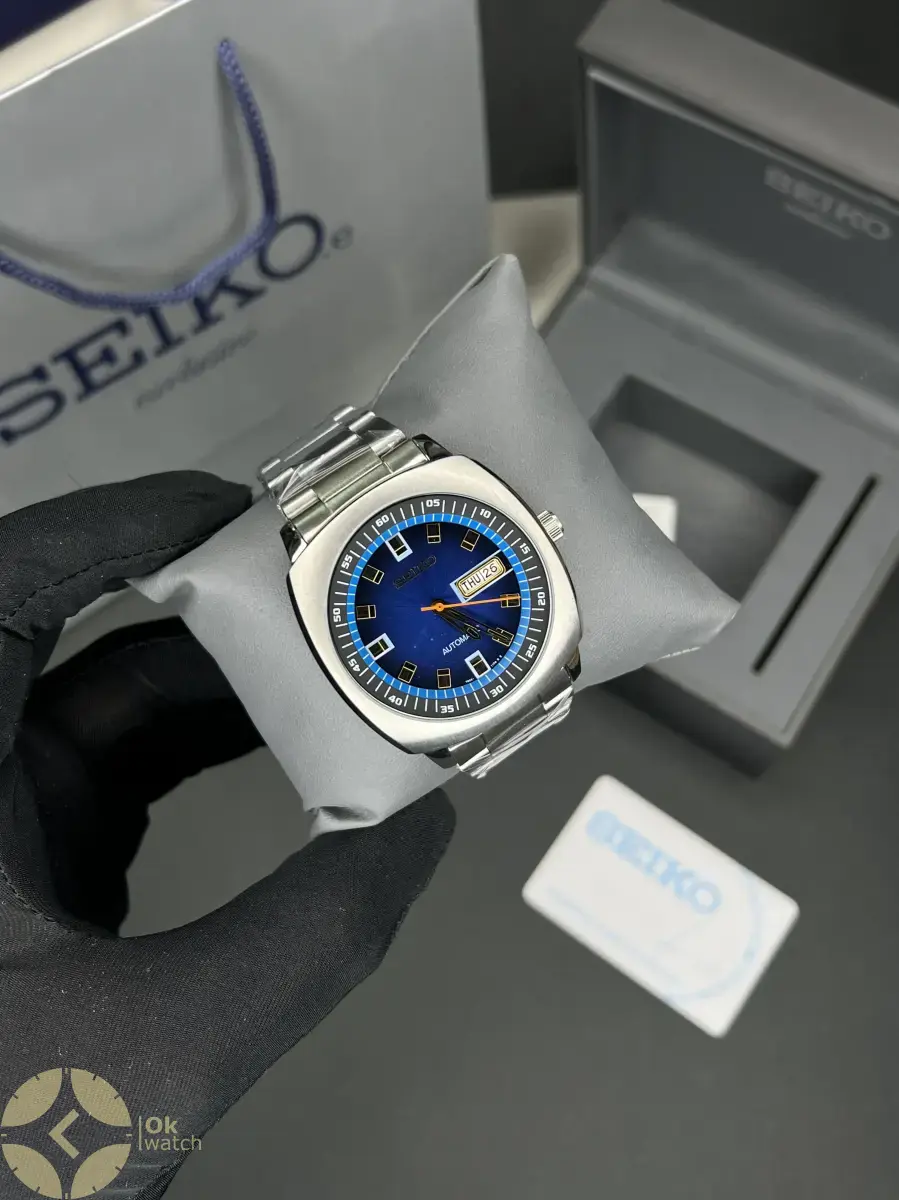 ساعت مچی سیکو مربعی سیلور صفحه سرمه ای Seiko Recraft