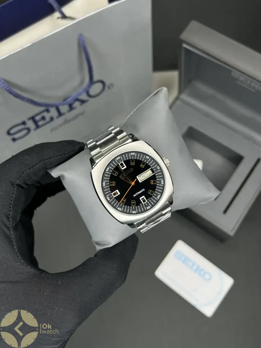 ساعت مچی سیکو مربعی سیلور صفحه مشکی Seiko Recraft