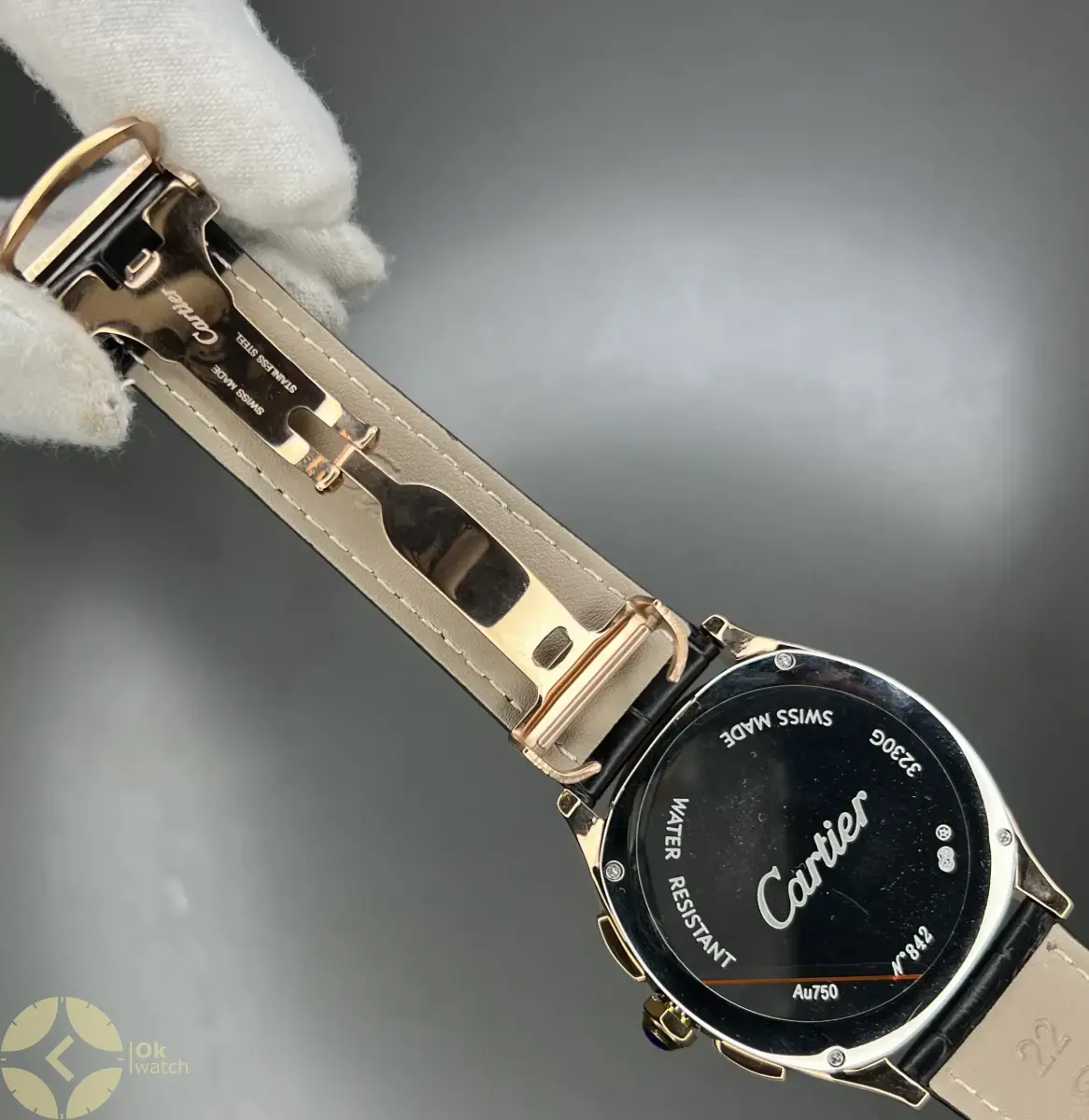 ساعت مچی کارتیه کورنوگراف بند چرمی صفحه سبز Cartier