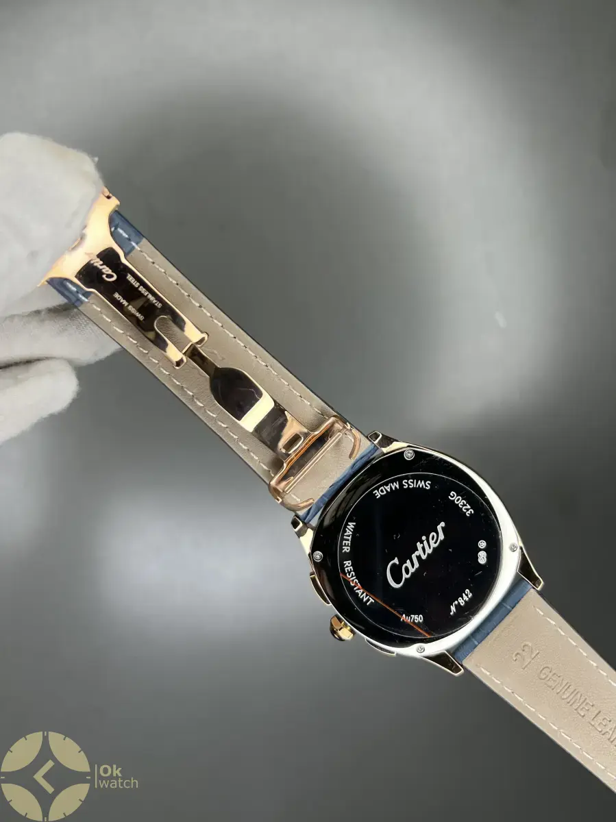 ساعت مچی کارتیه کورنوگراف قاب رزگلد صفحه آبی Cartier