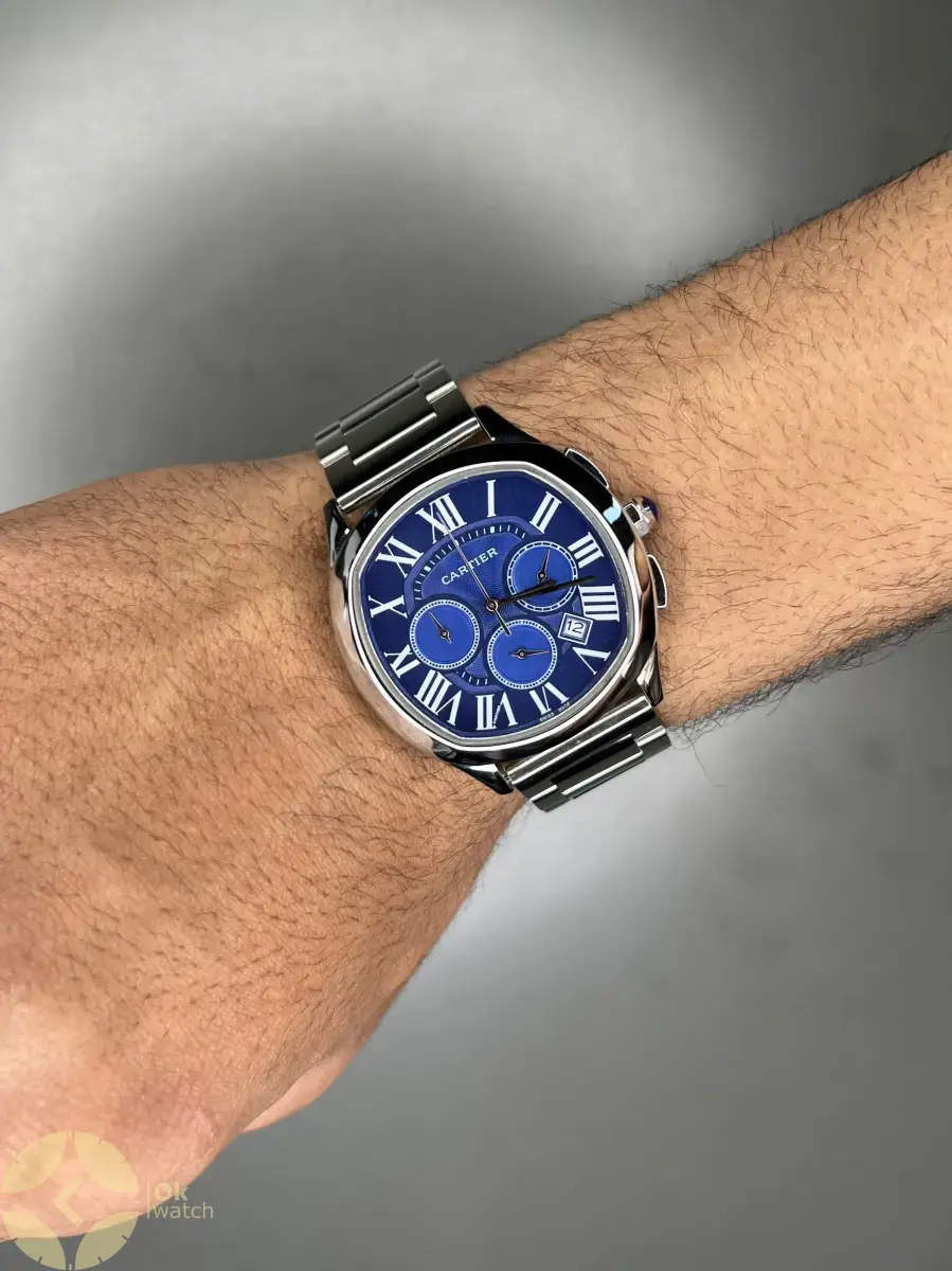ساعت مچی کارتیه کورنوگراف بند سیلور صفحه آبی Cartier