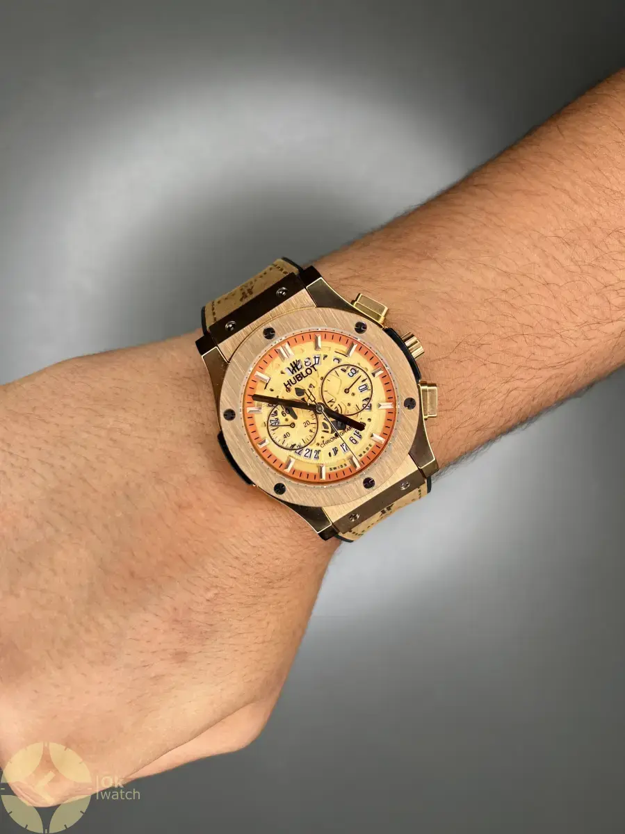 ساعت مچی هابلوت کلاسیک فیوژن کورنوگراف بند شتری صفحه اسکلتون Hublot Classic Fusion
