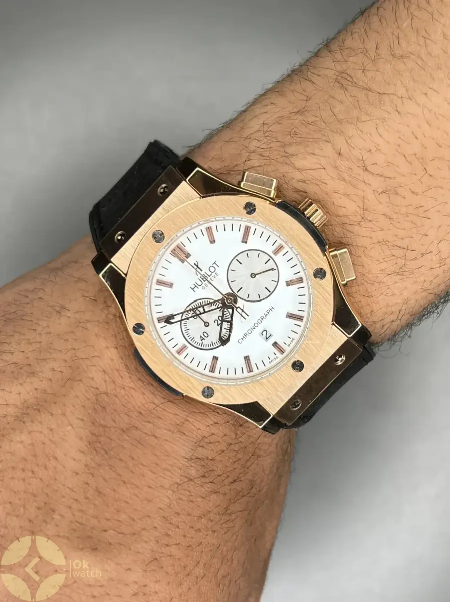ساعت مچی هابلوت کلاسیک فیوژن کورنوگراف بند جیر مشکی مردانه Hublot Classic Fusion
