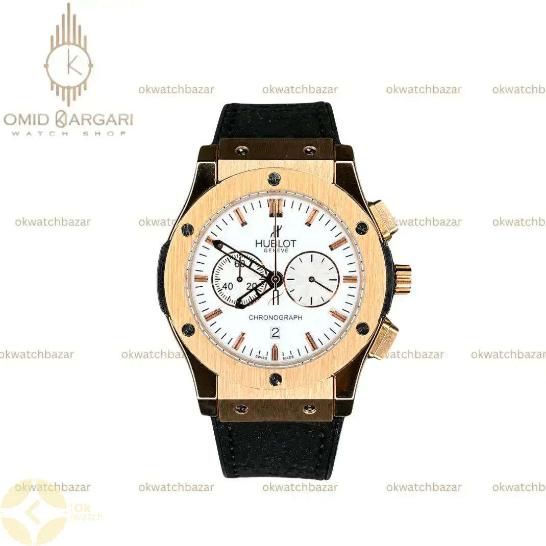 ساعت مچی هابلوت کلاسیک فیوژن کرونوگراف بند جیر مشکی مردانه Hublot Classic Fusion