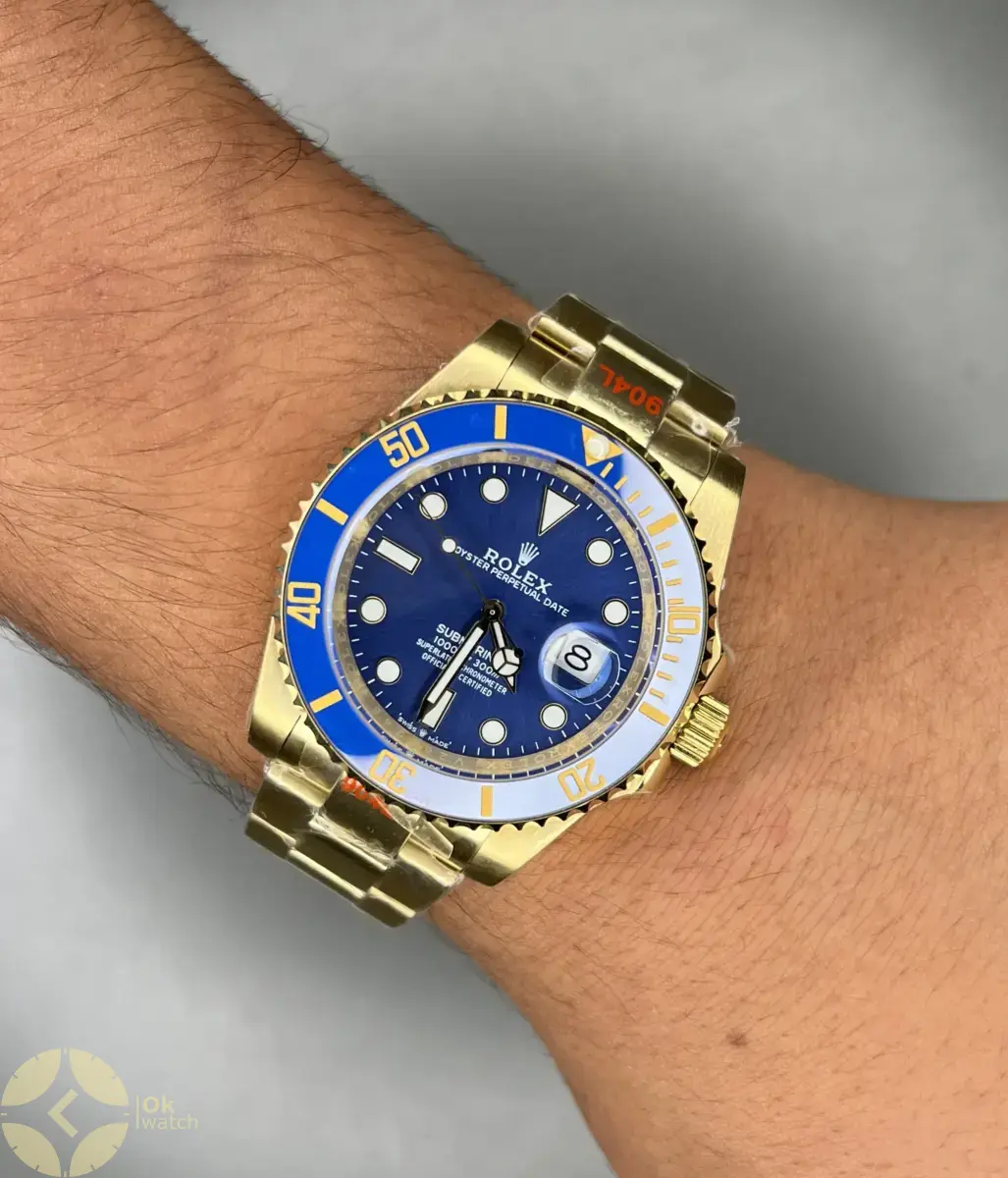 ساعت مچی رولکس سابمارینر سوئیسی طلایی صفحه سرمه ای Rolex Submariner