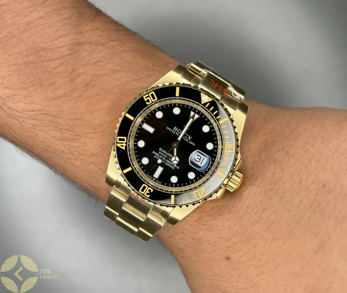 ساعت مچی رولکس سابمارینر سوئیسی طلایی صفحه مشکی Rolex Submariner