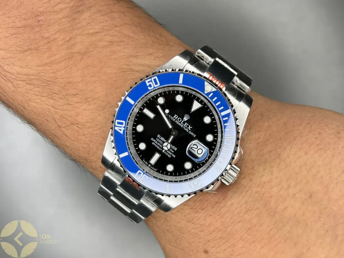 ساعت مچی رولکس سابمارینر سوئیسی سیلور بزل آبی صفحه مشکی Rolex Submariner