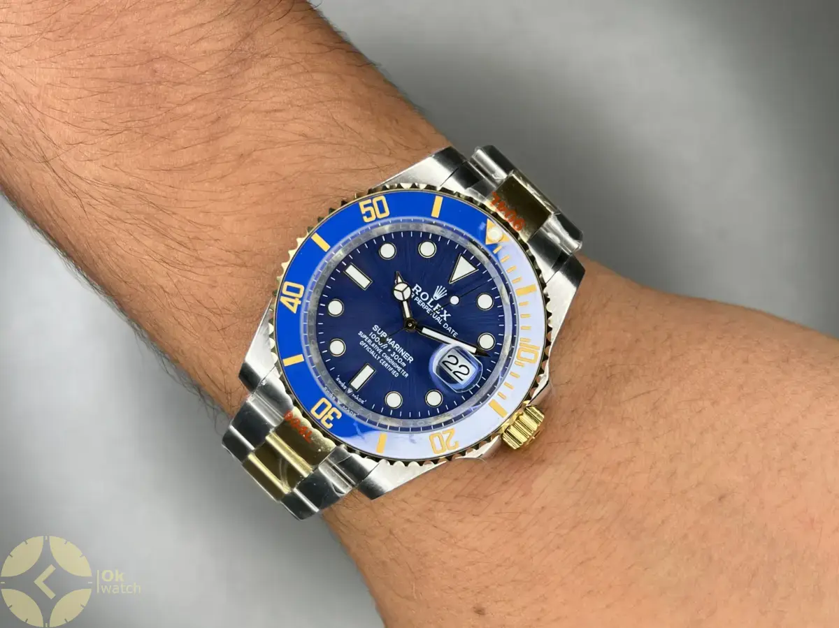 ساعت مچی رولکس سابمارینر سوئیسی سیلورطلایی صفحه سرمه ای Rolex Submariner