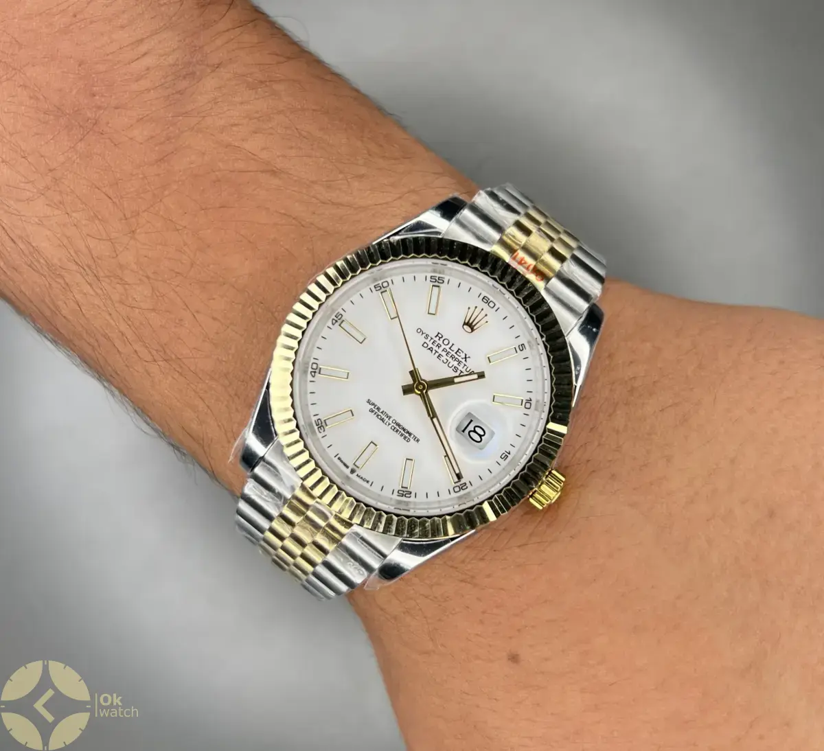 ساعت مچی رولکس دیت جاست سوئیسی سیلورطلایی صفحه سفید Rolex Datejust