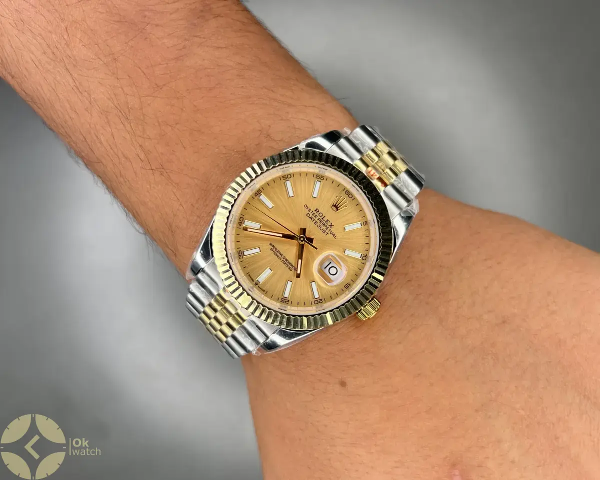 ساعت مچی رولکس دیت جاست سوئیسی سیلورطلایی صفحه نارنجی Rolex Datejust