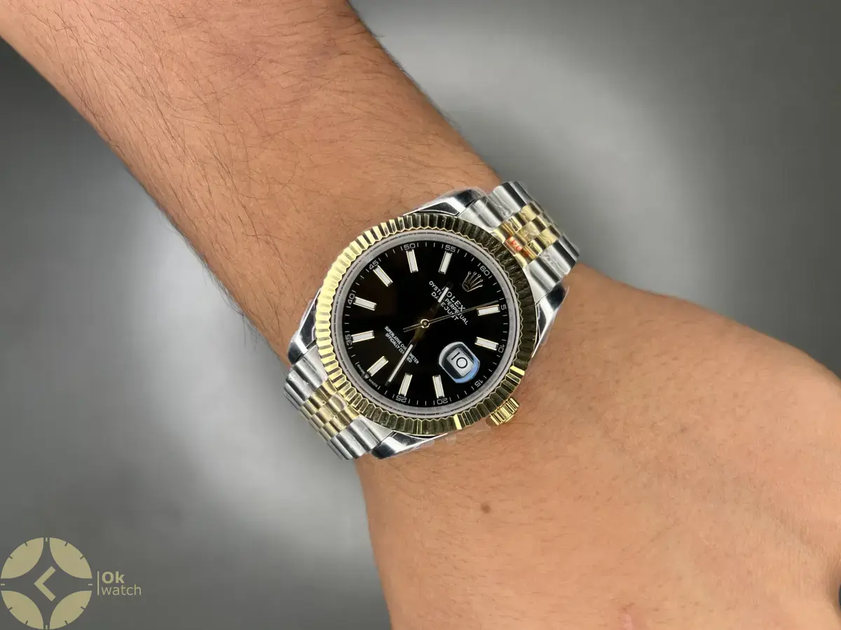 ساعت مچی رولکس دیت جاست سوئیسی سیلورطلایی صفحه مشکی Rolex Datejust