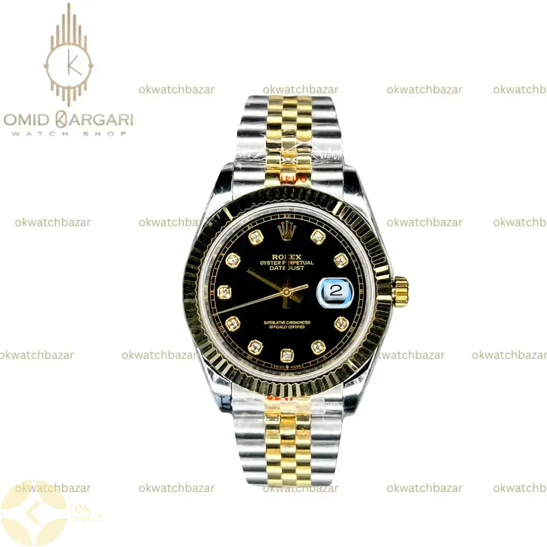 ساعت مچی رولکس دیت جاست سوئیسی صفحه مشکی ایندکس نگین Rolex Datejust