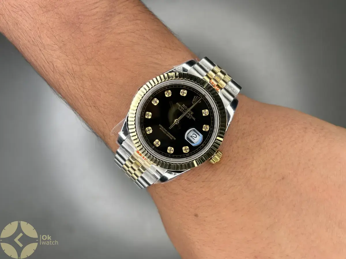 ساعت مچی رولکس دیت جاست سوئیسی صفحه مشکی ایندکس نگین Rolex Datejust