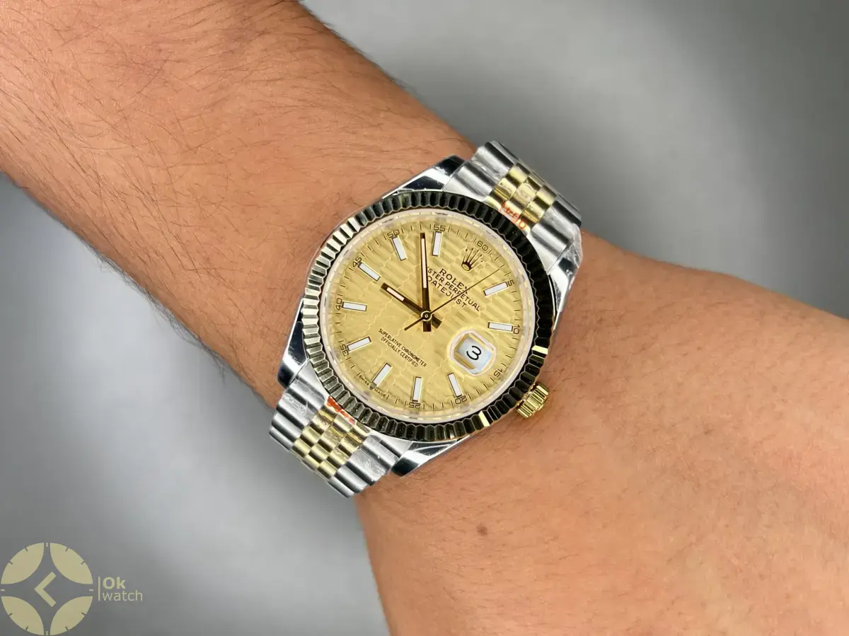 ساعت مچی رولکس دیت جاست سوئیسی سیلورطلایی صفحه طلایی Rolex Datejust