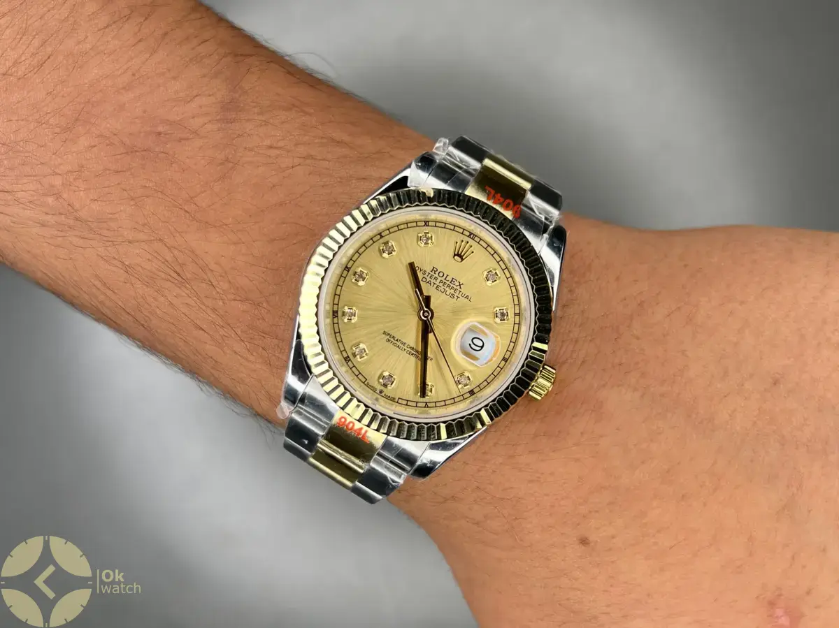 ساعت مچی رولکس دیت جاست سوئیسی ایندکس نگین صفحه طلایی Rolex Datejust