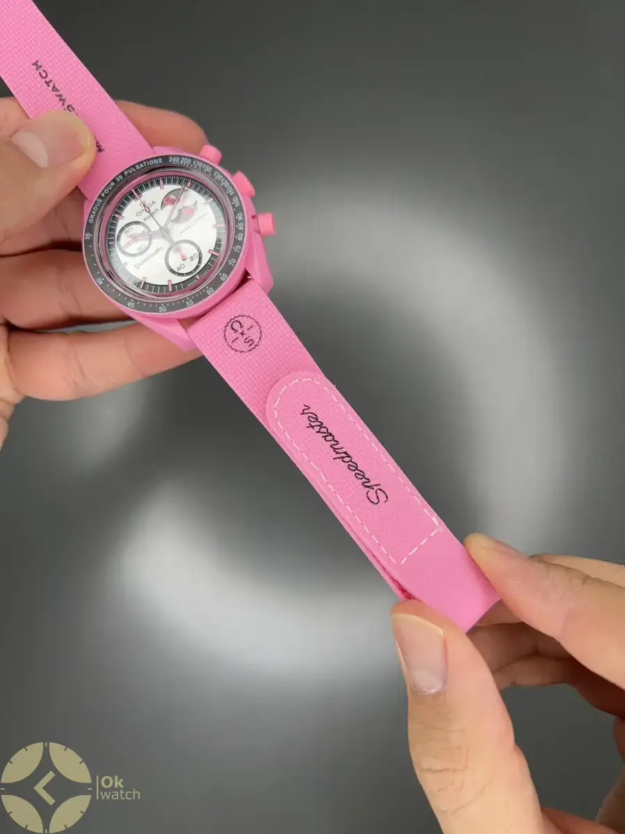 ساعت مچی امگا سواچ بند رابر ماموریت به ماه صورتی Omega x Swatch Mision to the Pink Moonphase Rubber