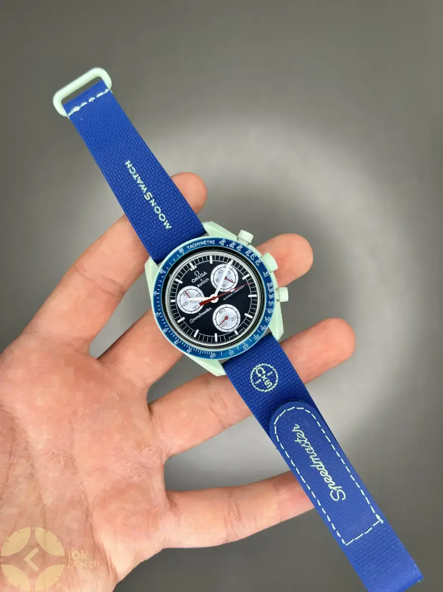 ساعت مچی امگا سواچ بند رابر آبی ماموریت به زمین Omega x Swatch Mision to the earth Rubber
